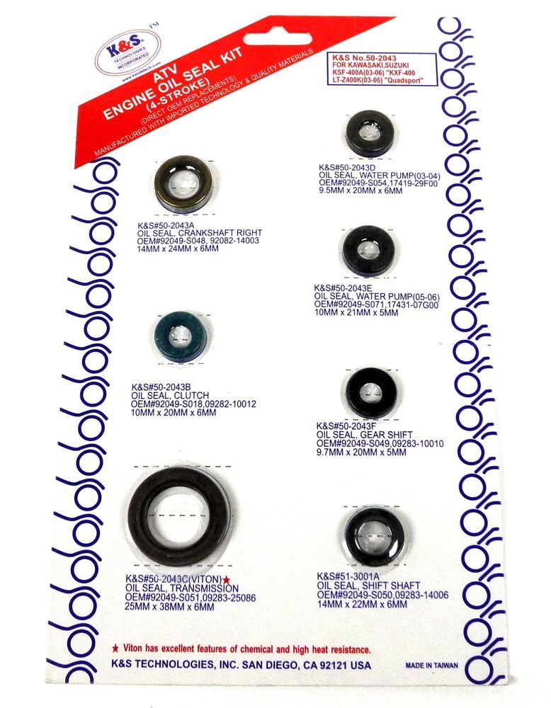 Engine Oil Seal Kit - Kawasaki/Suzuki ATV (400 KSF KFX LTZ)